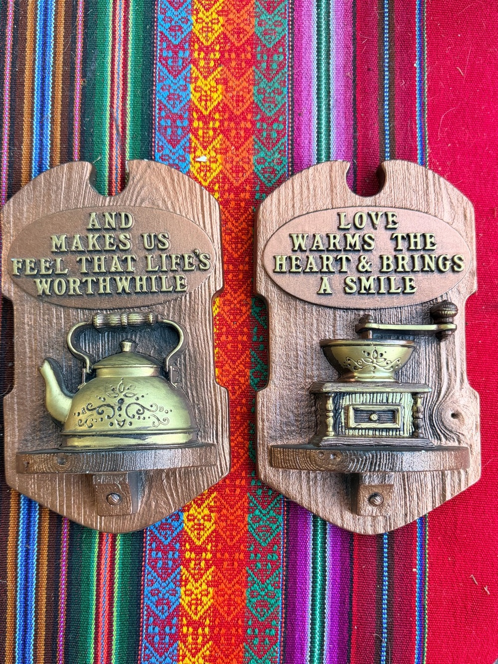 Vintage 1978 Miller Studio Kitchen Wall Plaques Coffee Grinder Kettle Set